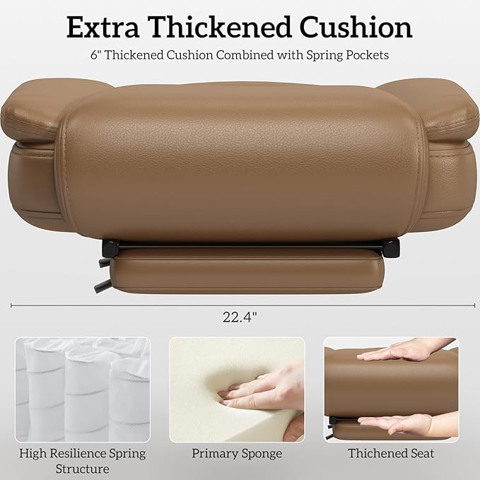 GYI 160° Reclining Office Chair with Footrest, Big and Tall High Back Home Office Chair, Leather Computer Desk Chair with Cross Legged Seat, Arms, Wheels, Brown