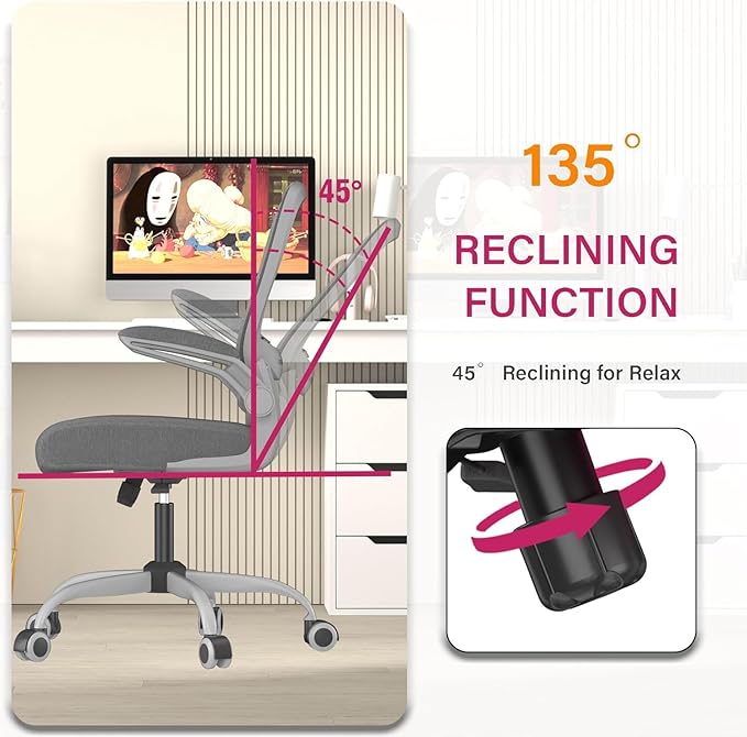 Mimoglad Office Chair, Ergonomic Desk Chair with Adjustable Lumbar Support, High Back Mesh Computer Chair with Flip-up Armrests-BIFMA Passed Task Chairs, Executive Chair for Home Office