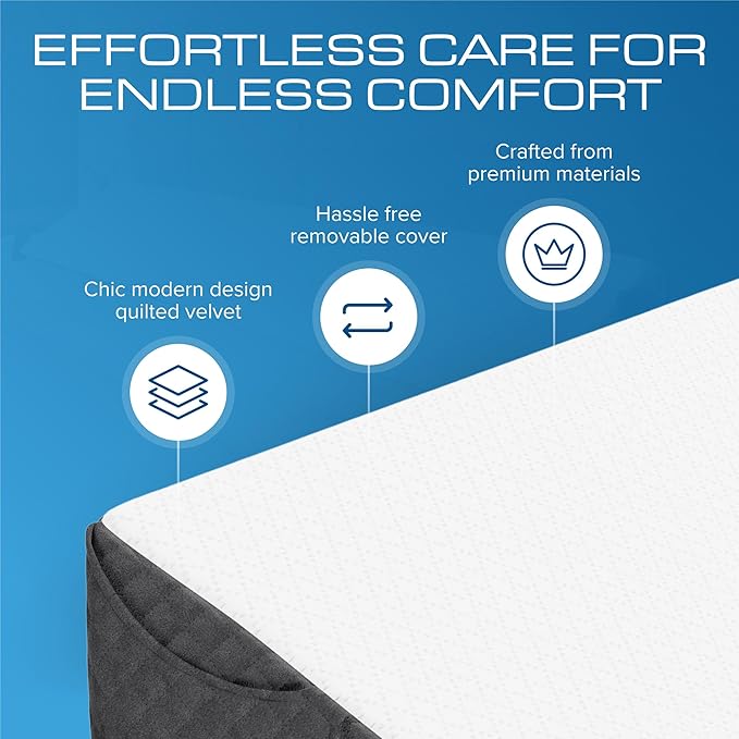 Kolbs Bed Wedge Pillow for Sleep Apnea, FSA Eligible Acid Reflux, and Back Pain Relief, with Chic Jacquard Cover - Headboard Wedges for Sleeping (Full Headboard Wedge Pillow - 54")