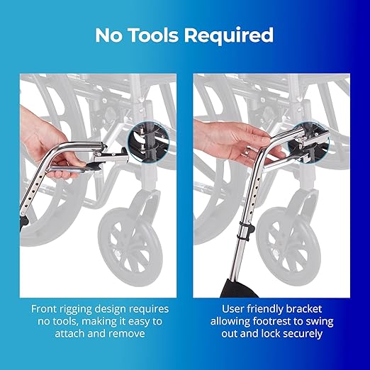 Invacare Wheelchair Legrest with Heel Loops & Swing-Away Design, Adjustable Footrest Length and Flip-Up Composite Footplate, Easy-to-Install, Compatible with Most US Wheelchairs & Transport Chairs