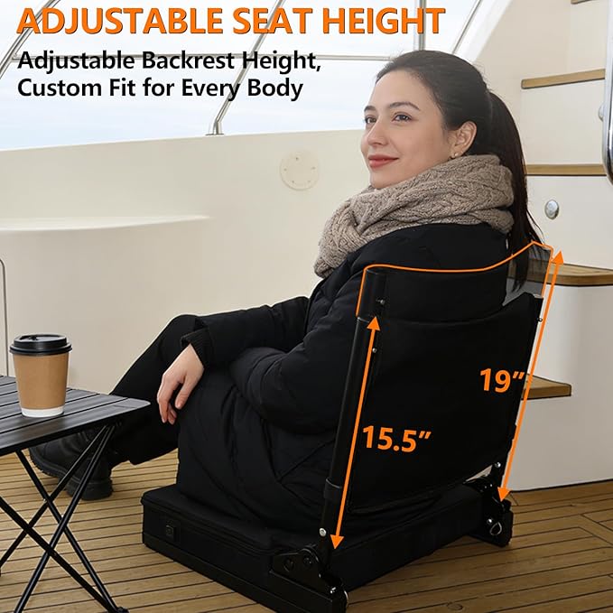 Heated Portable Stadium Chair with Back Support and Cushion, Wide Padded Bleacher Seat - Foldable Comfort for Sporting Events, Concerts, and Outdoor Games