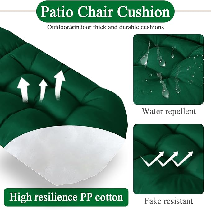 Adirondack Chair Cushion, Waterproof Outdoor Seat Cushions for Patio Furniture, Thick High Back Replacement Pad for Porch Lawn Wicker Dining Desk Chair, Rocking Chair Cushion, Emerald
