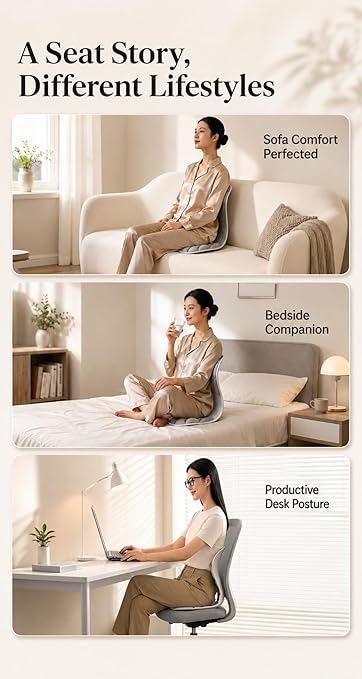 Ergonomic Lumbar Support Cushion for Back Support & Pain Relief | 6-Zone Pressure Distribution Posture Corrector for Office Chair, Car Seat, Desk, etc. | Great Mother’s Day Gift (Gray)