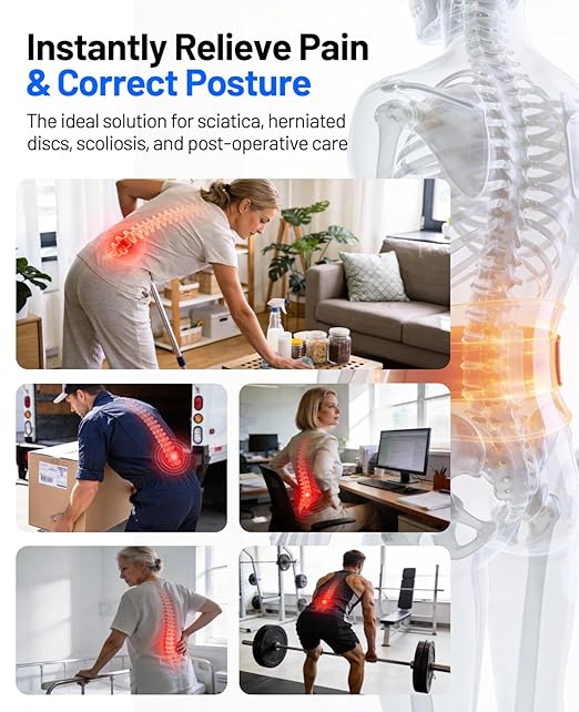 Back Brace for Men, Support Brace for Lower Back Pain Relief, Adjustable Lumbar Support Belt with Lumbar Pad, Ergonomic Breathable Immediate Relief Brace for Herniated Disc Sciatica Scoliosis, XL