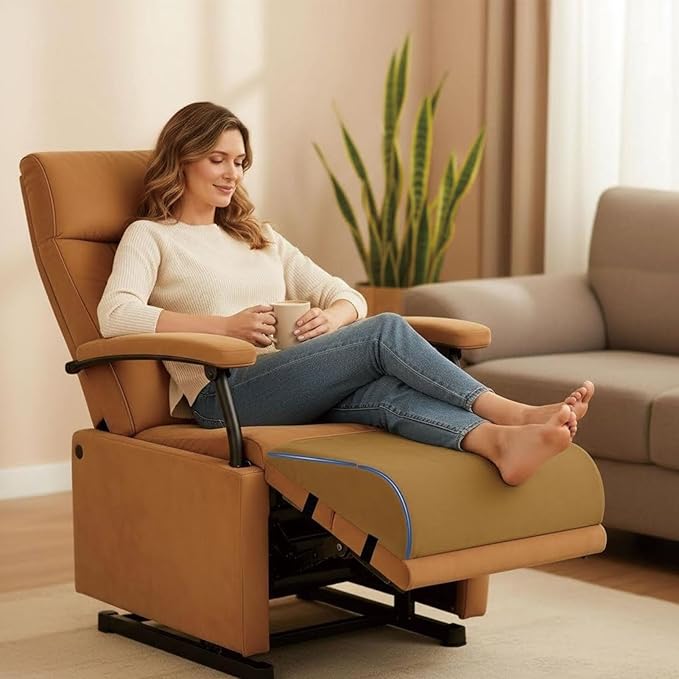 Recliner Foot Rest Cushion, Leg Pillow Extender with Adjustable Straps, for Reclining Chairs, Bed, Sofa - Extra Large Wedge Foam Support Pad Elevates Legs and Feet (Brown)