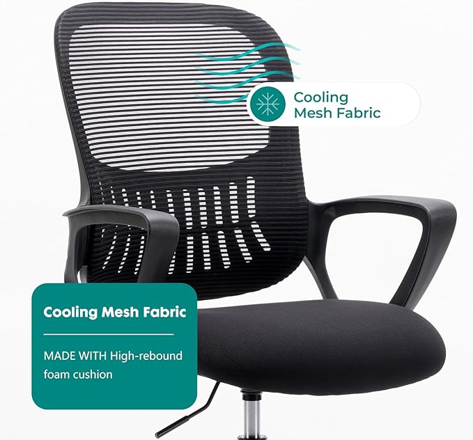 DUMOS Drafting Chair - Counter Height Adjustable Tall Office Desk Chair with Fixed Armrests and Comfortable Lumbar Support for Standing Desk, for Bedroom Livingroom, Black