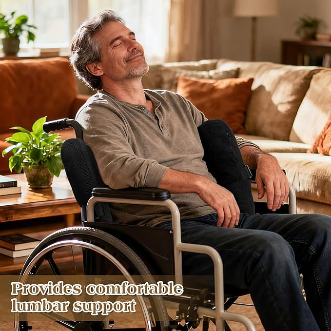 Lateral Support for Wheelchair Back Cushion Pressure Relief Side Support Pads Recliner Wheelchair Lumbar Pillow for Office Chair Back(Black)