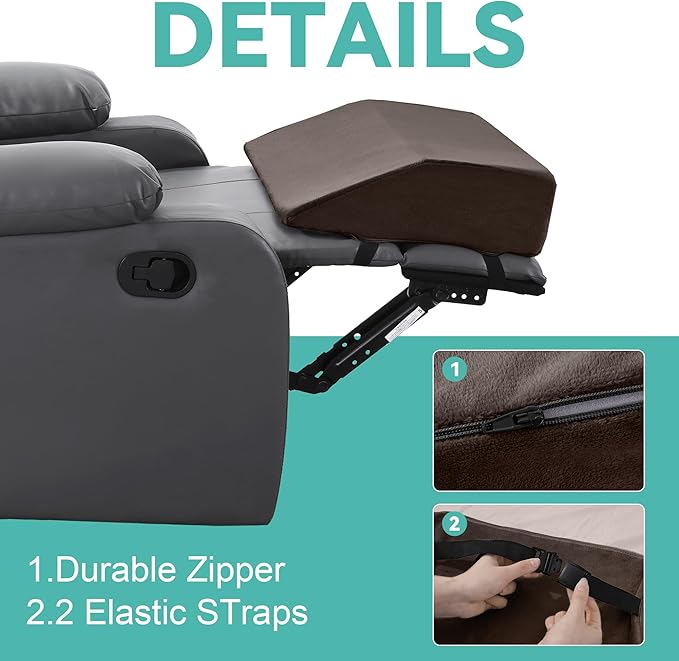 HOMBYS Extra Large Recliner Leg Pillow Support, 5 inch Thick Foam Foot Rest Cushion for Couch, Ergonomic and Multifunctional Leg Elevation Pad for Sofa, Chair, Bed(Brown)
