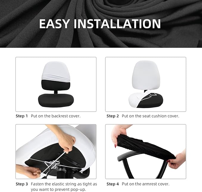 Super Stretchable Split Office Chair Seat Covers & Armrest Covers - Universal Spandex Computer Chair Slipcover - 180GSM Rotating Backrest Coverings Cushion Protectors for Dogs, Cats, Pets (Mocha)