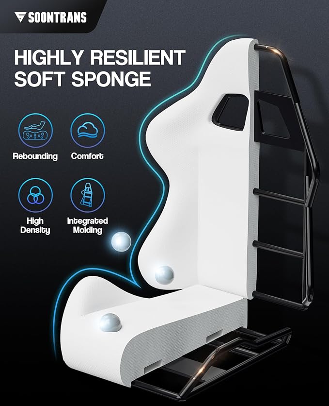 Soontrans Black Gaming Chairs with Footrest, Ergonomic Gamer Chair, Home Office Chair,PC Computer Chair with Headrest and Lumbar Support(Dark Black)