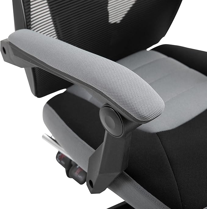 Vinsetto Ergonomic Home Office Chair High Back Armchair Computer Desk Recliner with Footrest, Mesh Back, Lumbar Support and Wheels, Grey