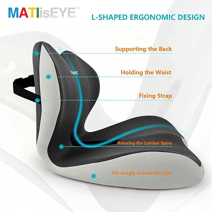 Orthopedic Memory Foam Seat Cushion with Adjustable Strap, Coccyx & Sciatica Pain Relief, Washable Non-Slip for Long Sitting, Ergonomic Posture Support for Office Chair, Car & Wheelchair (Double Grey)