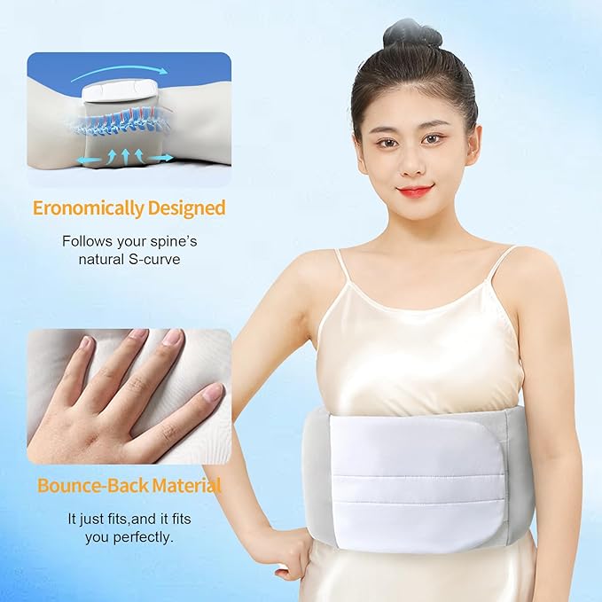 Lumbar Support Pillow for Sleeping – Adjustable Waist Cushion for Lower Back Gap – Breathable Ice-Silk Memory Foam for Side & Back Sleepers, Bed & Sofa Rest