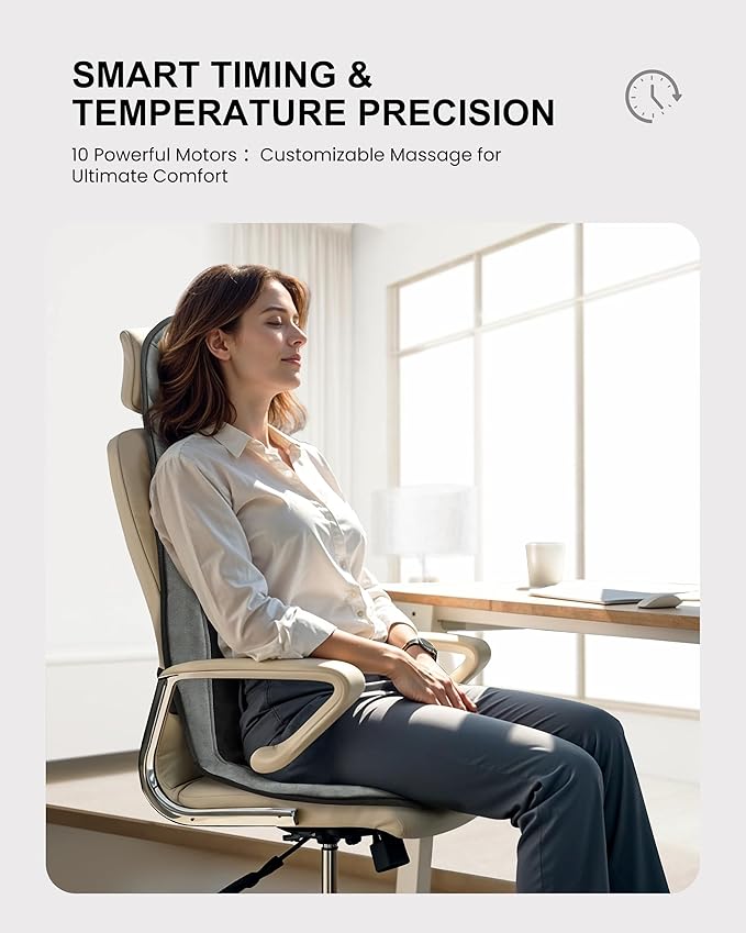 COMFIER Back Massager with Heat,Massage Chair Pad,Massage Seat Cushion with Adjustable Lumbar Support,Back Massage for Pain Relief,Chair Massager for Recliner,Father‘s Day Gift for Dad