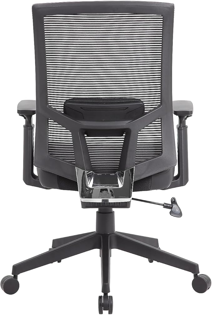 Boss Office Products Mesh Back Vinyl Task Chair with Synchro-Tilt in Black