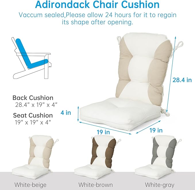 Rocking Chair Cushions Set - Non-Slip Adirondack Chair Cushions with Ties Indoor/Outdoor Rocking Chair Pad for Living Room, Bedroom, Balcony, Office