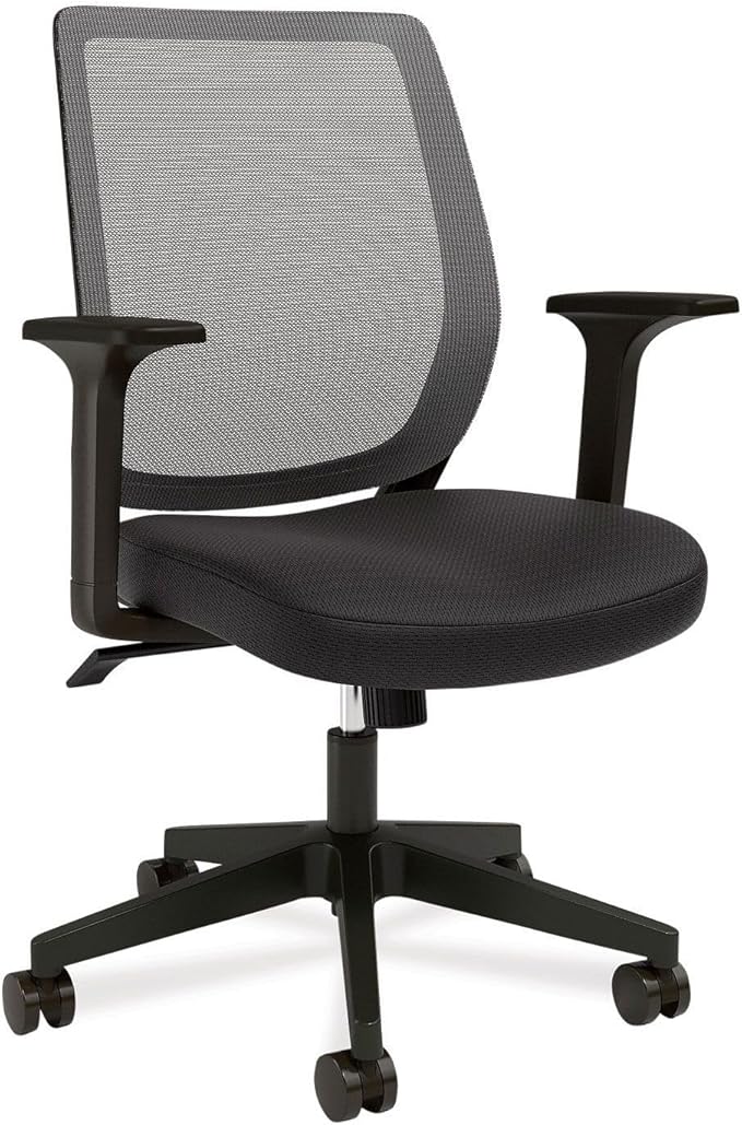 Alera Wessex Ergonomic Mesh Back Office Task Chair, Swivel Computer Desk Chair, Adjustable Seat Height, Supports Up to 275 lbs, Black