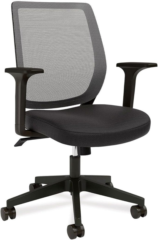 Alera Wessex Ergonomic Mesh Back Office Task Chair, Swivel Computer Desk Chair, Adjustable Seat Height, Supports Up to 275 lbs, Black