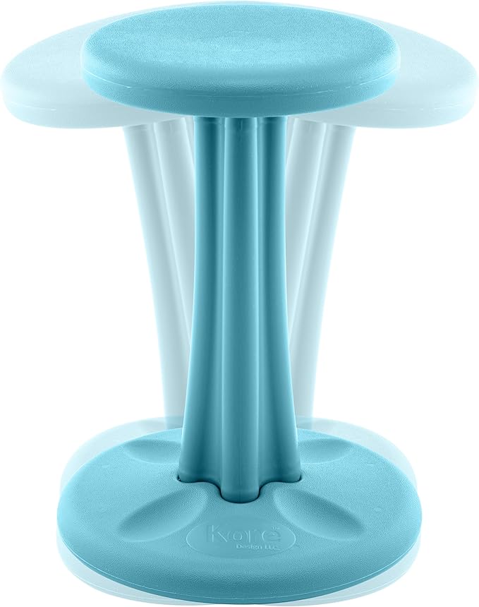 KORE DESIGN Wobble Stool Chair, Girls + Boys Kid Desk Stools, Ergonomic Small Office Chairs, Flexible Seating Active Kids, ADD/ADHD, Classroom, School, Home, Pre-Teen (18.7in), Age 10-11 yr, Pale Blue
