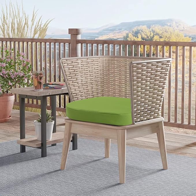 idee-home Outdoor Chair Cushions Set of 2, 17" x 17" x 3" Thick D-Shaped Patio Furniture Outdoor Seat Cushions Waterproof with Ties, Dining Pads
