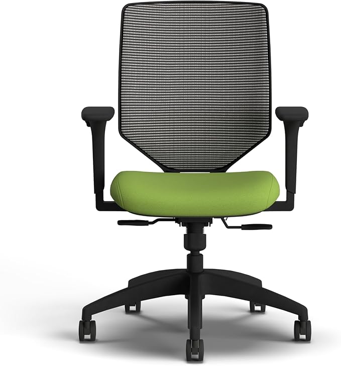 HON Solve Office Chair, Ergonomic Office Chair Mesh Back Support, Adjustable Lumbar Support, Height Adjustable Arms, Black Frame, Pear