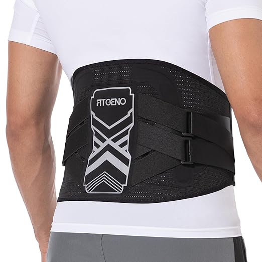 Fit Geno Back Brace for Lower Back Pain Men & Women: Adjustable Lumbar Support Brace for Pain Relief - Breathable Waist Belt for Comfort - XS/S