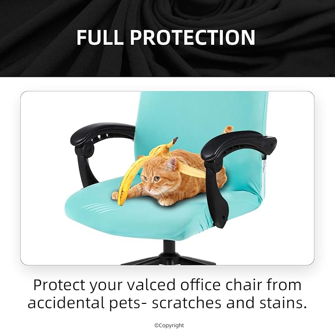 Elastic Computer Chair Cover with Durable Zipper - Protective Removable Washable Universal Office Desk Chair Seat Slip Cover - Stretchy Soft Anti-dust Desk Chair Seat Protector for Dogs, Cats, Pets