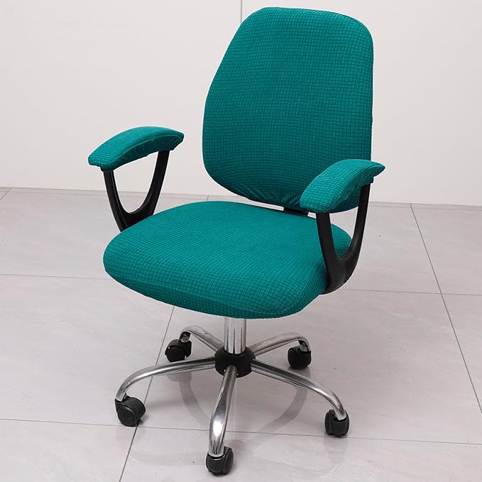 Melaluxe Office Chair Cover with Armrest Covers， Universal Stretch Desk Chair Cover, Computer Chair Slipcovers - Teal Blue