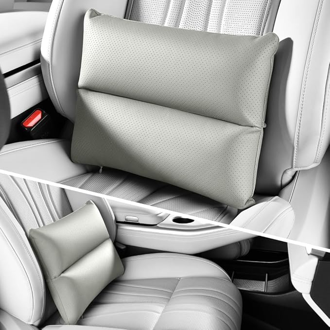 Lumbar Pillow for car, Back Cushion for Driving, Back Support, Lumbar Support, Improve Driving Comfort, Faux Leather, Sturdy and Durable, Non-deformable, Long Lasting Use 1P