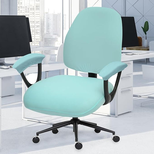 Stretchable Split Office Chair Seat Covers with Armrest Covers - Universal Stretch Computer Chair Slipcover - 180GSM Washable Rotating Backrest Coverings & Cushion Protectors for Dogs, Cats, Pets