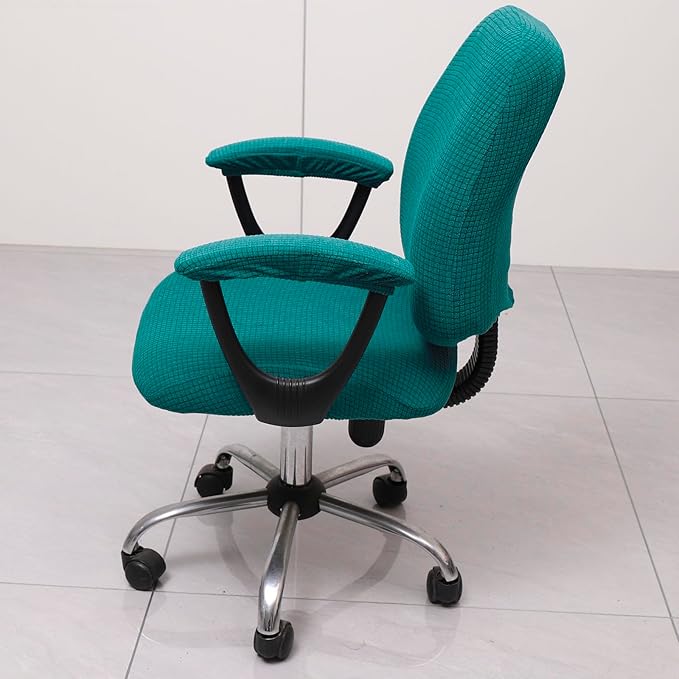Melaluxe Office Chair Cover with Armrest Covers， Universal Stretch Desk Chair Cover, Computer Chair Slipcovers - Teal Blue