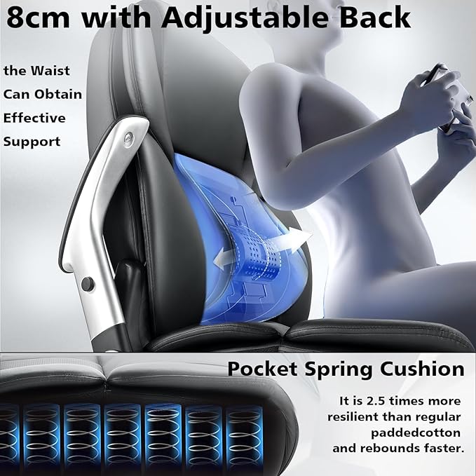 600lbs Big and Tall Office Chair for Heavy People,Heavy Duty Comfy Executive Office Desk Chair with Adjustable Lumbar Support,High Back Reclining PU Leather Computer Chair,Metal Base (Classic, Black1)