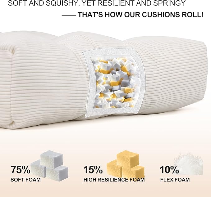 Lokex Rocking Chair Cushion Only,Tufted Non-Slip Comfortable Rocking Chair Cushions Indoor with Ties,Striped Rocking Chair Pads (White-S2064-1, 21x17/17x17)
