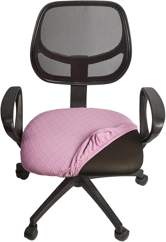 Melaluxe Stretch Jacquard Office Chair Cover, Removable Washable Desk Chair Cover Rotating Chair Seat Slipcover, Light Purple