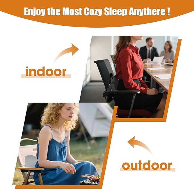 Inflatable Lumbar Pillow for Travel, Lumbar Support Self-Inflating for Car, Neck Pillow Inflatable Lumbar Support Travel Lumbar Pillow for car (Grey)