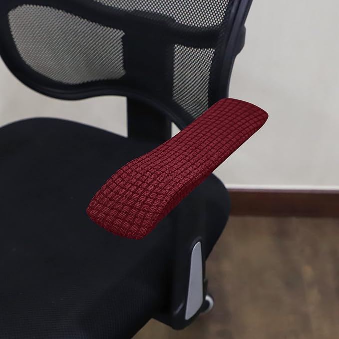 FORCHEER Office Chair Armrest Covers Stretchable Water Resistant Spandex Stretch Jacquard Elastic Band Computer Office Chair Arm Pad Covers Chair Slipcover for Desk Chairs Arm 2P-Wine Red