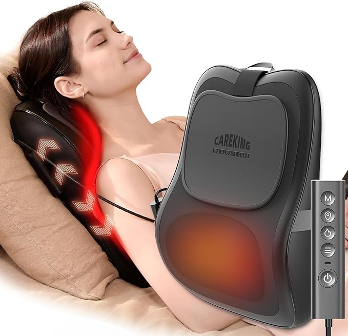 Back Massager with Heat, 3D Massage Pillow for Back, Neck, Shoulder,Leg, Shiatsu Back Massager for Pain Relief, Up&Down Lower Back Massage, Gifts for Women Men Dad Mom At Home Office Car (Black)