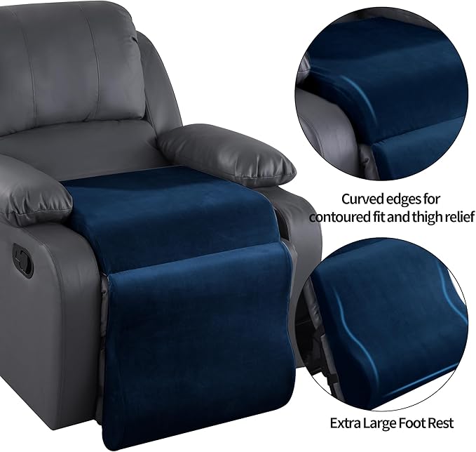 HOMBYS Foam Recliner Cushion with Leg Pillow for Elderly Large Square Seat Cushion Wave Shape Footrest for Armchairs Couch, Medium Thick & Supportive, Non-Slip Design, Sapphire Blue