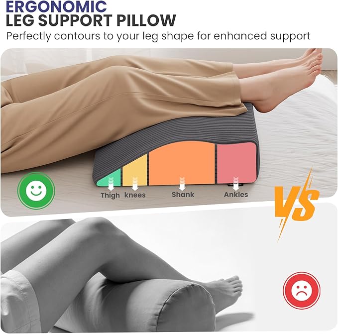idee-home Recliner Leg Rest Cushion, Recliner Footrest Extender Pillow with Removable Corduroy Cover, Multi Purpose Ergonomic Foot Pillow Back & Lumbar Support Cushion for Bed Sofa Couch, Dark Grey