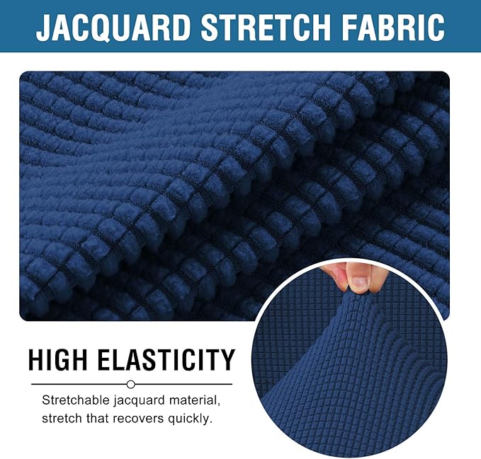 H.VERSAILTEX Office Chair Covers, Stretch Computer Rotating Chair Cover with Armrest Covers, Modern Jacquard with Zipper Simplism Style High Back Boss Chair Slipcover,Navy