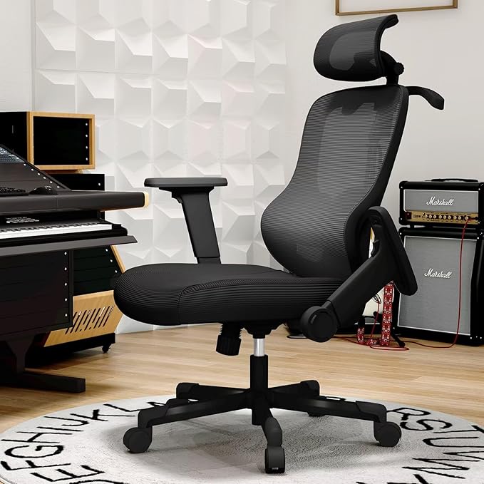 Ergonomic Office Chair Reclining Gaming Chair Adjustable Lumbar Support 6D Armrest Headrest Breathable Mesh Swivel Computer Chairs Home Task Desk Chair Wheels Coat Hanger Tilt Lock Cross Legged Chair