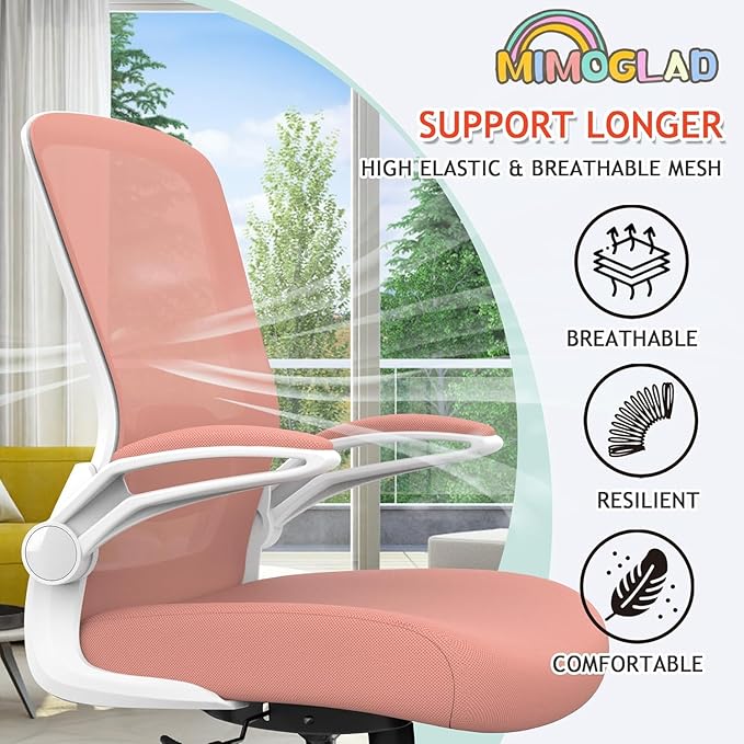 Mimoglad Home Office Chair, High Back Desk Chair, Ergonomic Mesh Computer Chair with Adjustable Lumbar Support and Thickened Seat Cushion