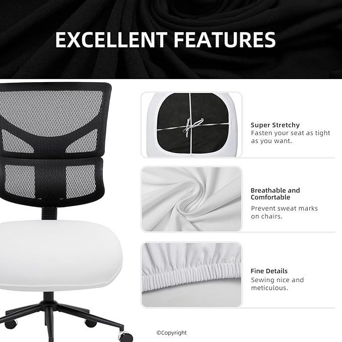 DIVA EN CAMINO DEC Universal Spandex Computer Chair Slipcover - Stretchable Desk Office Chair Seat Cushion Covers - Removable Washable Cushion Protectors for Dogs, Cats, Pets