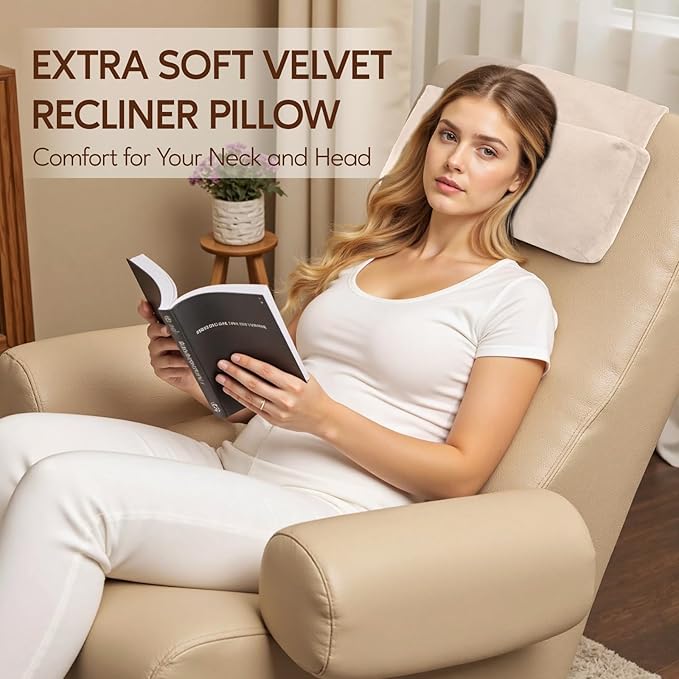 Neck Pillow for Recliner Chair, 14" Adjustable Recliner Pillow for Headrest, Soft Velvet Weighted Back Non-Slip Head Pillow for Recliner, Couch, Chair, Sofa