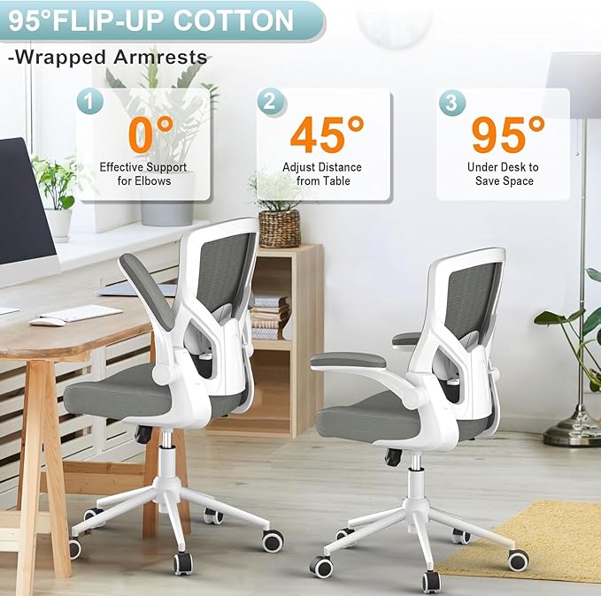 CYKOV Office Chair, High Back Desk Chair Adjustable Height and Ergonomic Design Home Office Computer Chair Executive Lumbar Support Padded Flip-up Armrest Swivel Task Chair