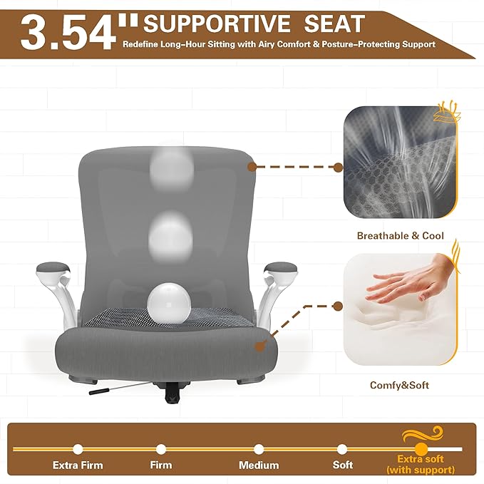 Ergonomic Office Chair - High Back Desk Chair with Adjustable Lumbar Support, Breathable Mesh Back, 330LBS Capacity, Easy Assembly, for Home Office Executive Computer Task