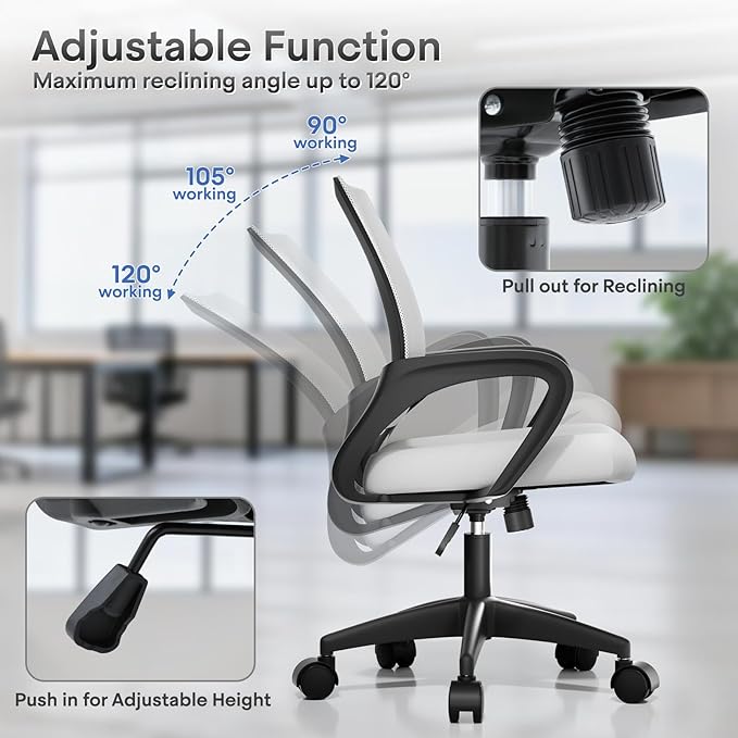Athena Collection Office Chair - 330Lbs, 2 Packs Breathable Mesh Desk Chair Thickness Cushion with Lumbar Support & Armrest, Rolling Swivel Adjustable Tilt Lock for Home Office/Gaming, Bedroom Study