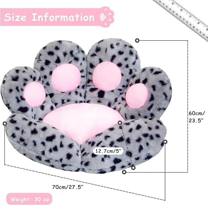 DOBUONO Cat Paw Cushion Kawaii Office Chair Cushion Comfy Plush Gaming Chair Cushion Cute Seat Cushion for Girl, Cute Gaming Accessories Room Decorate (Leopard Print)