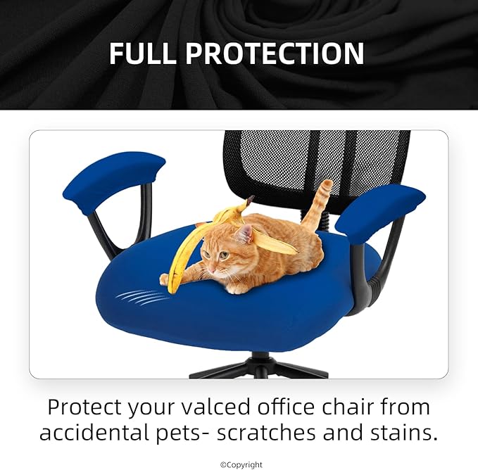 DIVA EN CAMINO DEC Stretchable Office Chair Seat Cushion Covers & Armrest Covers - Universal Spandex Computer Chair Slipcover - Removable Washable Cushion Protectors for Dogs, Cats, Pets