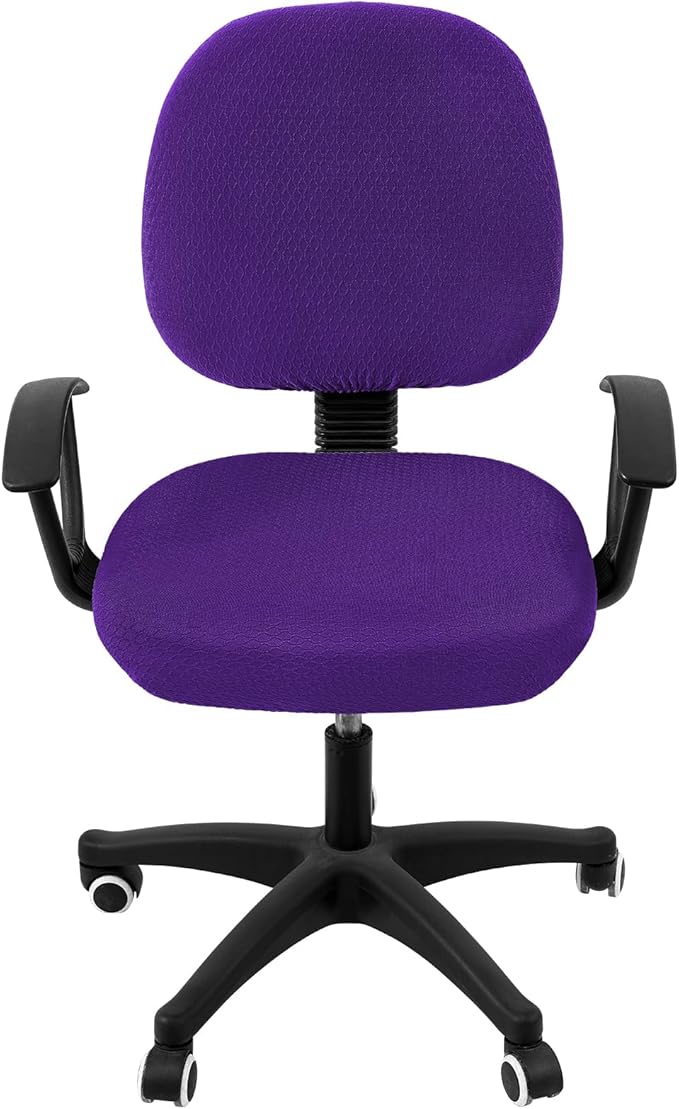 Smiry Stretch Jacquard Office Computer Chair Covers, Removable Washable Universal Desk Rotating Chair Slipcovers Protector, Seat + Backrest Cover, Violet